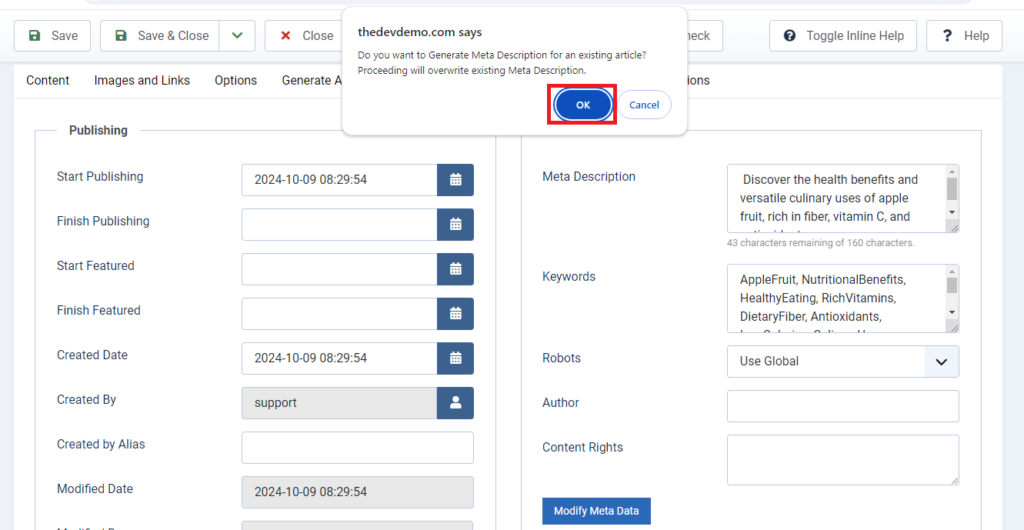 openrouter modify metadesc alert